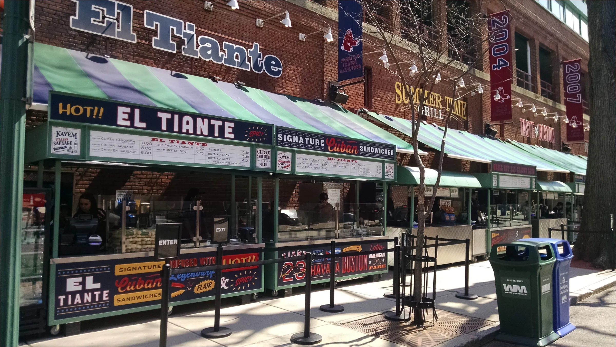 El Tiante concession stands on Jersey Street at Fenway Park